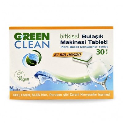 Green Clean - Bitkisel Bulaşık Makinesi Tableti 30 Adet