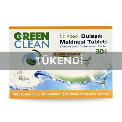 Green Clean - Bitkisel Bulaşık Makinesi Tableti 30 Adet
